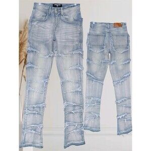 Arketype Men’s Stacked Skinny Distressed Light blue Stretch Denim Jeans Size 30